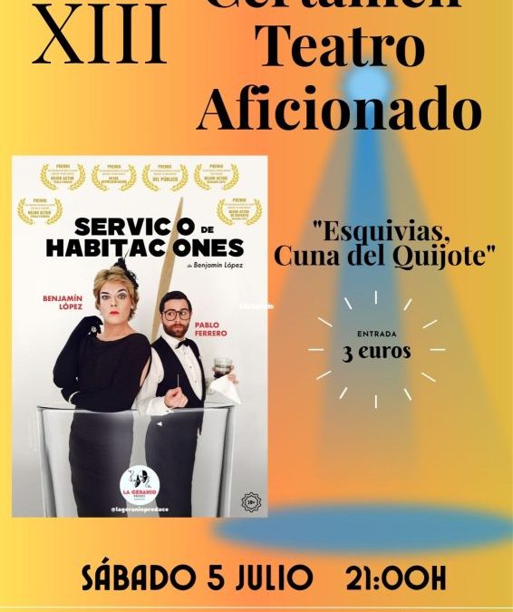 «Servicio de habitaciones» se alza con el Premio a la MEJOR OBRA y Premio al MEJOR ACTOR, para Pablo Ferrero, en el XIII Certamen de Teatro Aficionado «Esquivias, cuna del Quijote».
