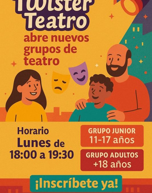 Twister Teatro abre nuevos talleres de teatro para jóvenes y adultos con horarios simultáneos