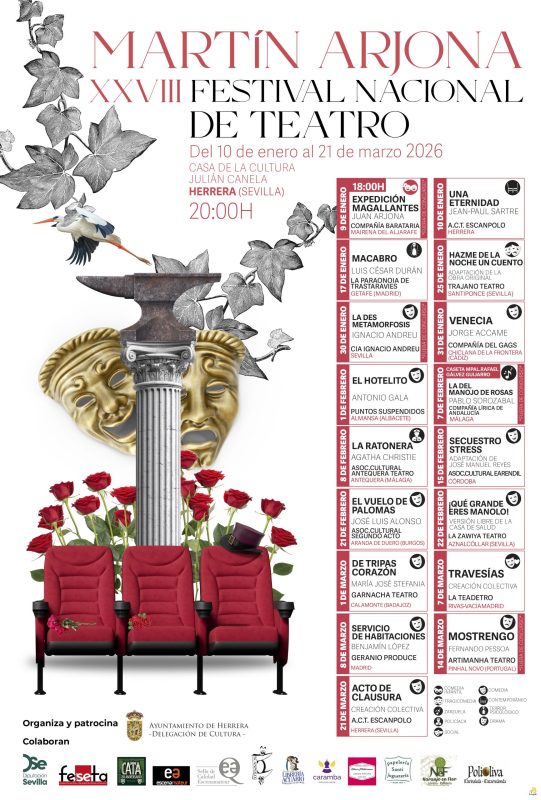 18ª SELECCIÓN: «Servicio de habitaciones» de La Geranio Produce participará en la XXVIII edición del Festival Nacional de Teatro «Martín Arjona» 2026 de Herrera, Sevilla.